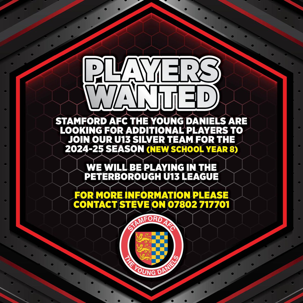 Our Under-13s Silver still have some spaces to fill ahead of the new season...get in touch with Steve now!