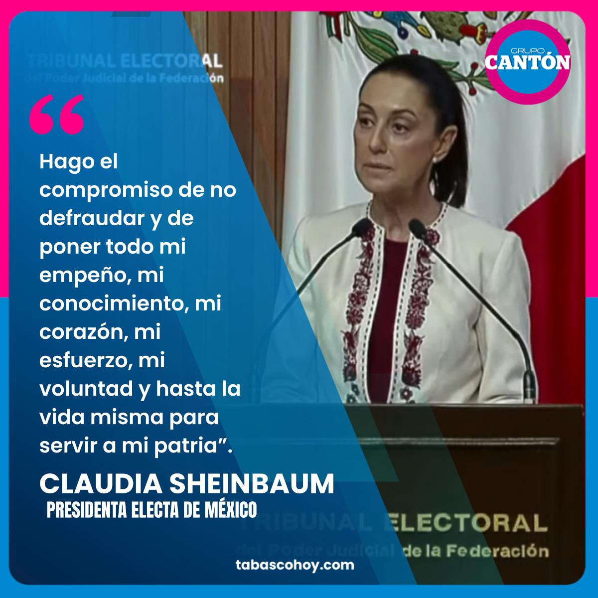 TabascoHOY's tweet photo. #FraseTH🗣️| Hago el compromiso de no defraudar y de poner todo mi empeño, mi conocimiento, mi corazón, mi esfuerzo, mi voluntad y hasta la vida misma para servir a mi patria: Claudia Sheinbaum Pardo (@Claudiashein)
https://t.co/Qoc3OWZXX3 https://t.co/3uI7eu00rH