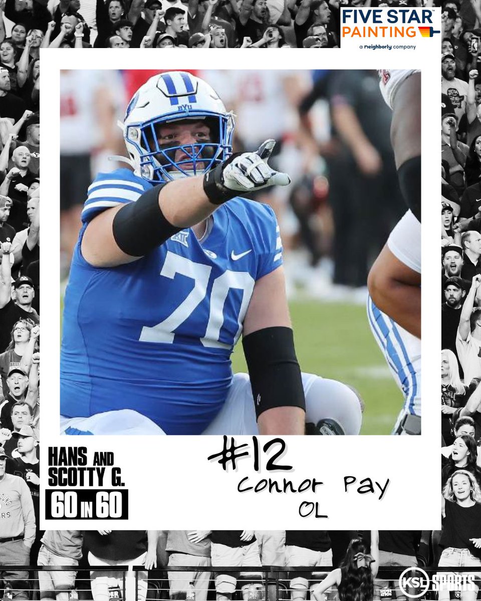 kslsports's tweet photo. Coming in at #12... @BYUfootball offensive lineman @cpay70! 💪

#60in60 #GoCougs @975Hans @ScottyGZone @KSLSportsZone https://t.co/5OJtGo5XXz