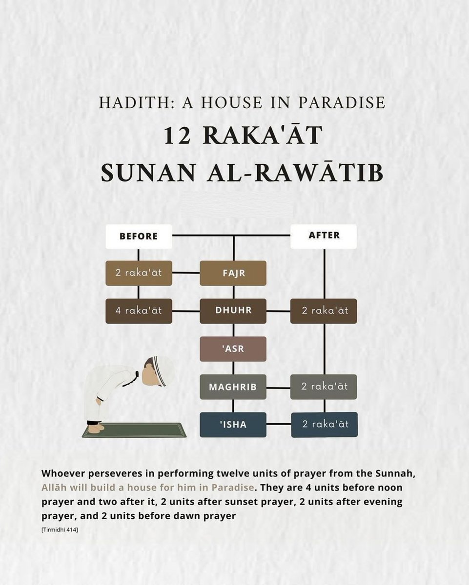 7signxx's tweet photo. The twelve sunnah raka'ahs and their timings... https://t.co/vUDxvSLgtH