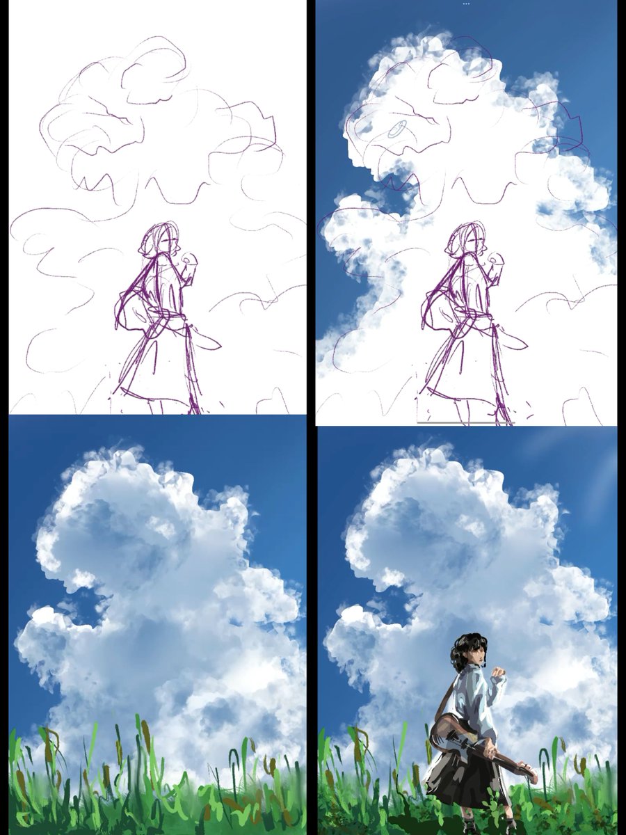 Cat4Angie's tweet photo. I learned how to draw clouds! 
#digitalart #clouds https://t.co/ZY3NC03fql