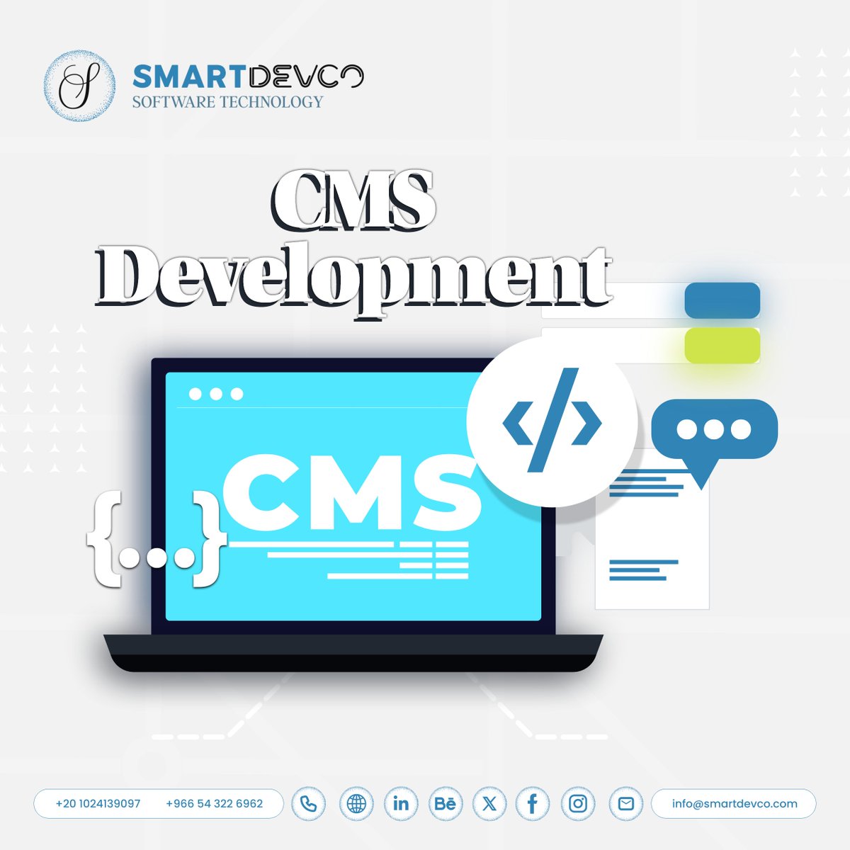 SmartDevCo's tweet image. Content management system (CMS) 🖥 development is needed to create intuitive solutions for handling your corporate content. 

Request your CMS Now! to boost and elevate your website, or application 📩.

#SDC #SmartDevCo #SmartDevCompany #CMS #CMS_Development