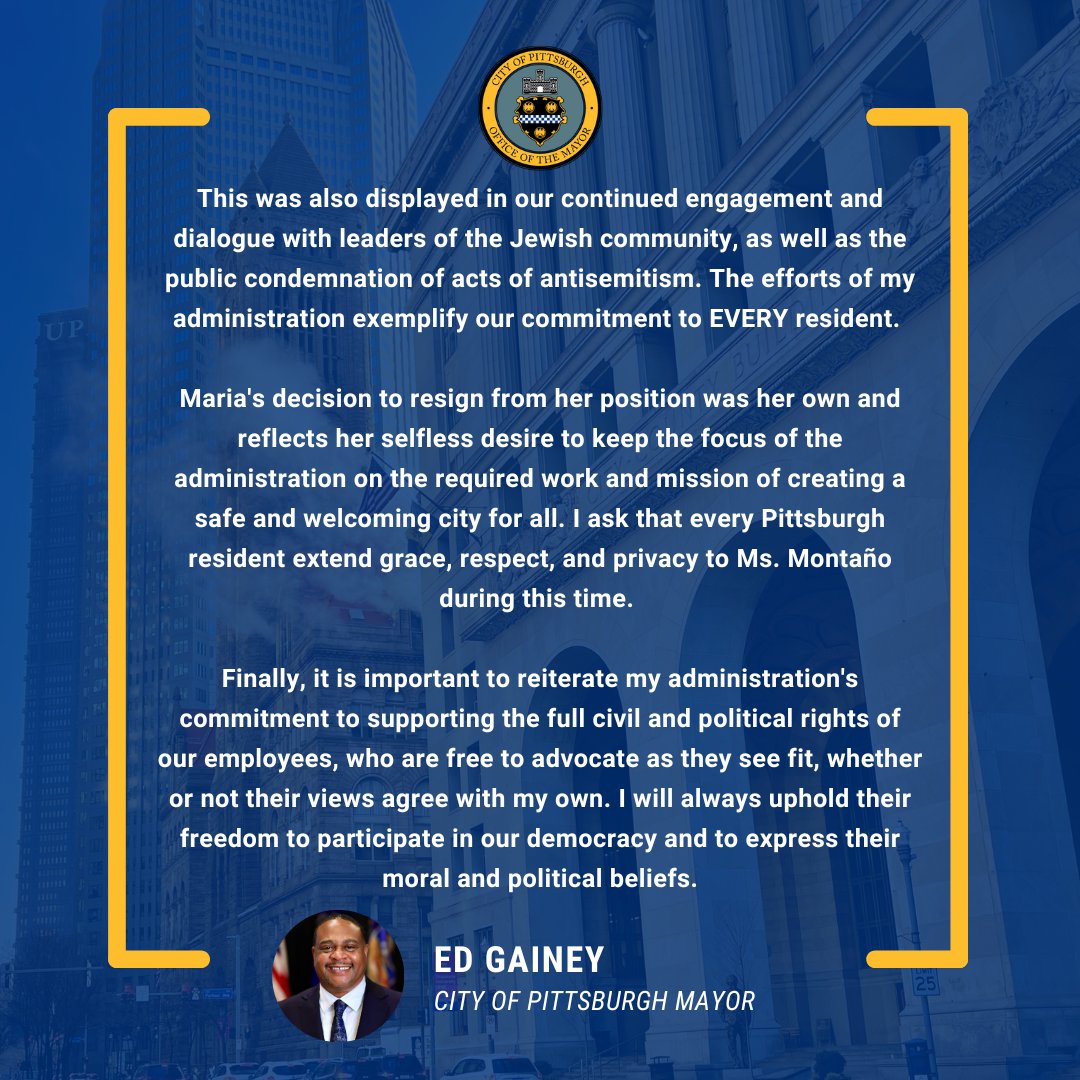 MayorEdGainey's tweet image. My statement regarding the resignation of Communications Director Maria Montaño.