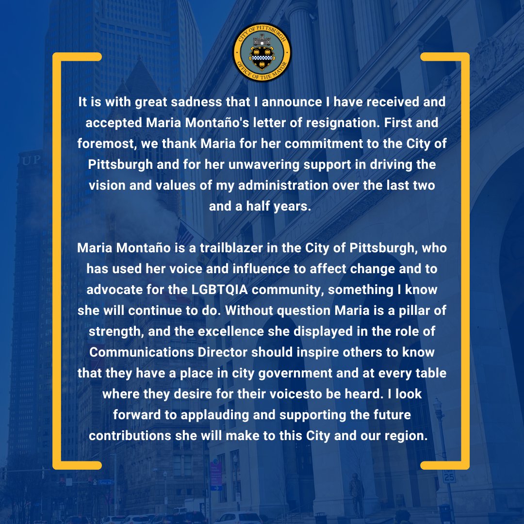 MayorEdGainey's tweet image. My statement regarding the resignation of Communications Director Maria Montaño.