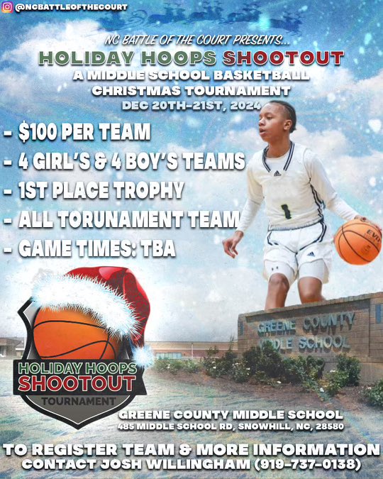 DaRealJayWill25's tweet photo. Middle School Coaches Or Middle School Athletic Directors if you’d like to be apart of The 1st Annual Holiday Hoops Shootout Middle School Basketball Christmas Tournament DM Me . https://t.co/HVssWfecWn