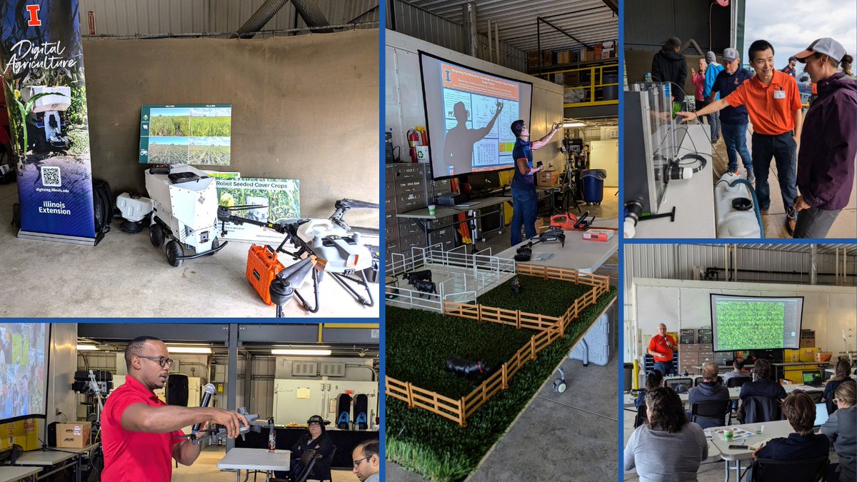 The rain didn't stop the I-Regen and I-FARM teams from demonstrating their latest research at Farming for the Future Field Day! 🌾

Researchers discussed the benefits of robot cover-crop seeding, drone spraying, virtual fencing and other digital/regenerative ag innovations! 🤖