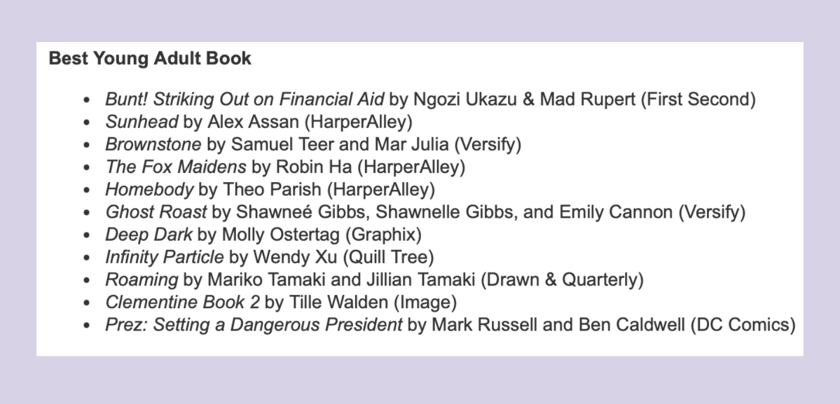 We are absolutely over the moon for <a href="/JesnCin/">Jes & Cin</a> &amp; <a href="/alexassanart/">Alex Assan</a> for their Harvey Award nominations!! Could not be prouder of our creators 🥹🌙☀️