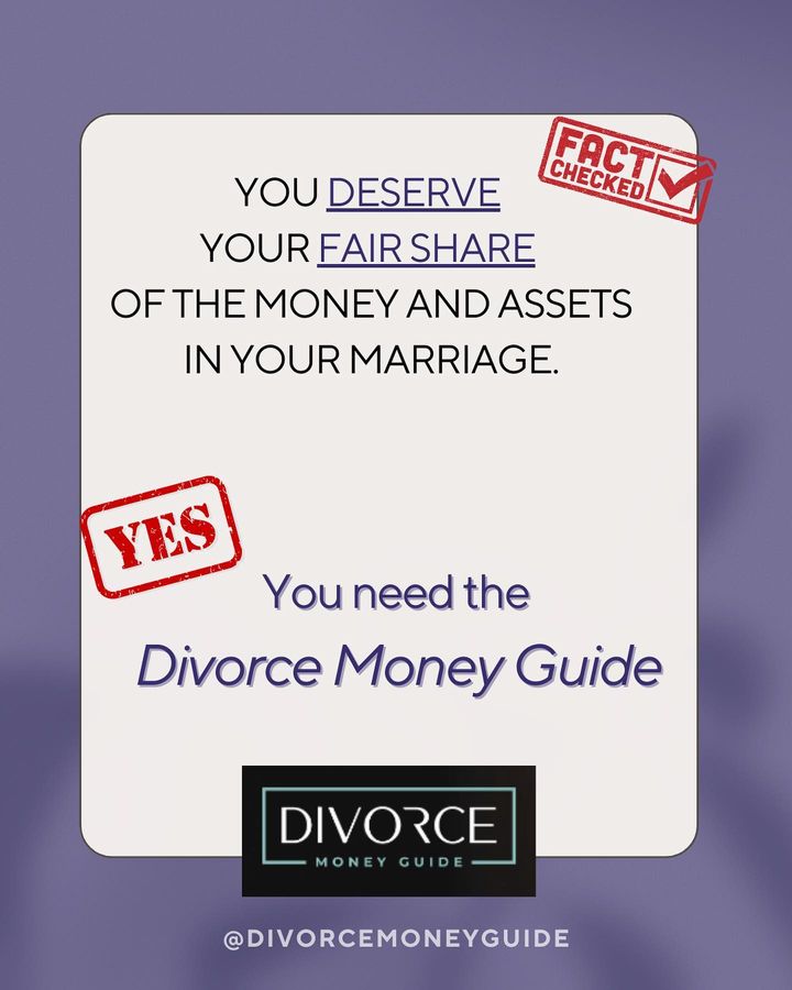 Don’t believe the lies ladies! 🤥 You are entitled to your fair share in the divorce 💔.  The Divorce Money Guide can help. divorcemoneyguide.com/store