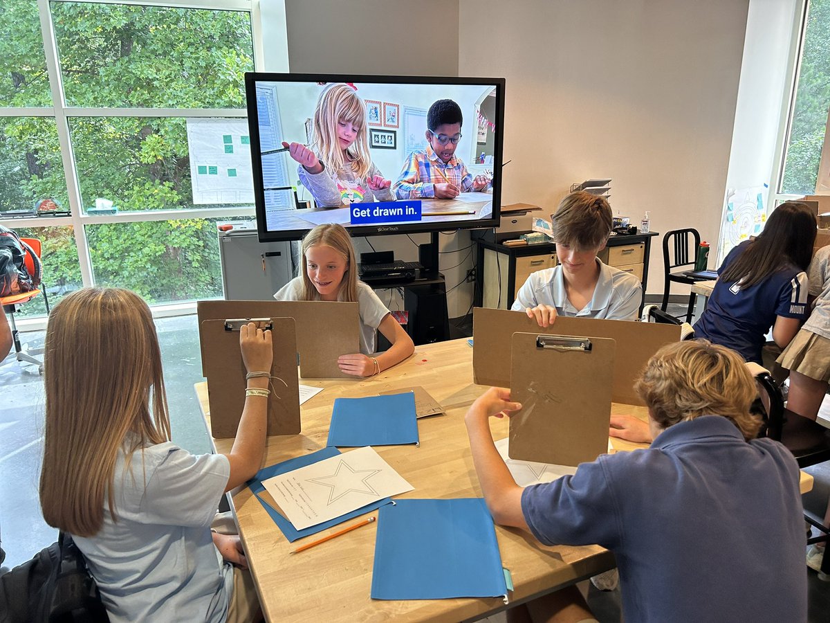 TheMVDesignLab's tweet image. Our G8 Ss are getting drawn in to all kinds of #designthinking mindsets with a mirror drawing exercise. 
“Have Fun” and “Be Brave to Try and Try Again” were the @TheMVSchool mantras of the day, for sure.