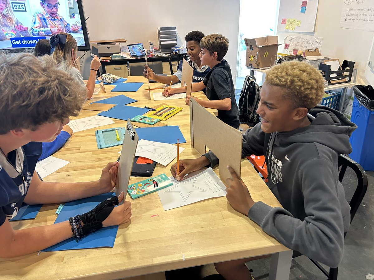 TheMVDesignLab's tweet image. Our G8 Ss are getting drawn in to all kinds of #designthinking mindsets with a mirror drawing exercise. 
“Have Fun” and “Be Brave to Try and Try Again” were the @TheMVSchool mantras of the day, for sure.