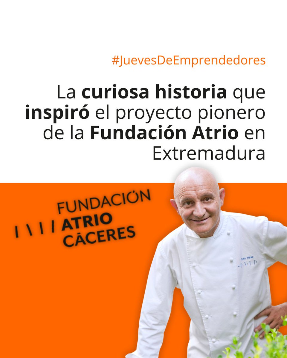 💡 #JuevesdeEmprendedores | 🧑‍🍳 El ahijado de los fundadores del restaurante cacereño con tres estrellas Michelin, Atrio, fue quien inspiró a crear la fundación que lleva el mismo nombre.

🗞️ <a href="/carmenapolo/">Carmen Apolo</a> te lo cuenta shorturl.at/R5IdD