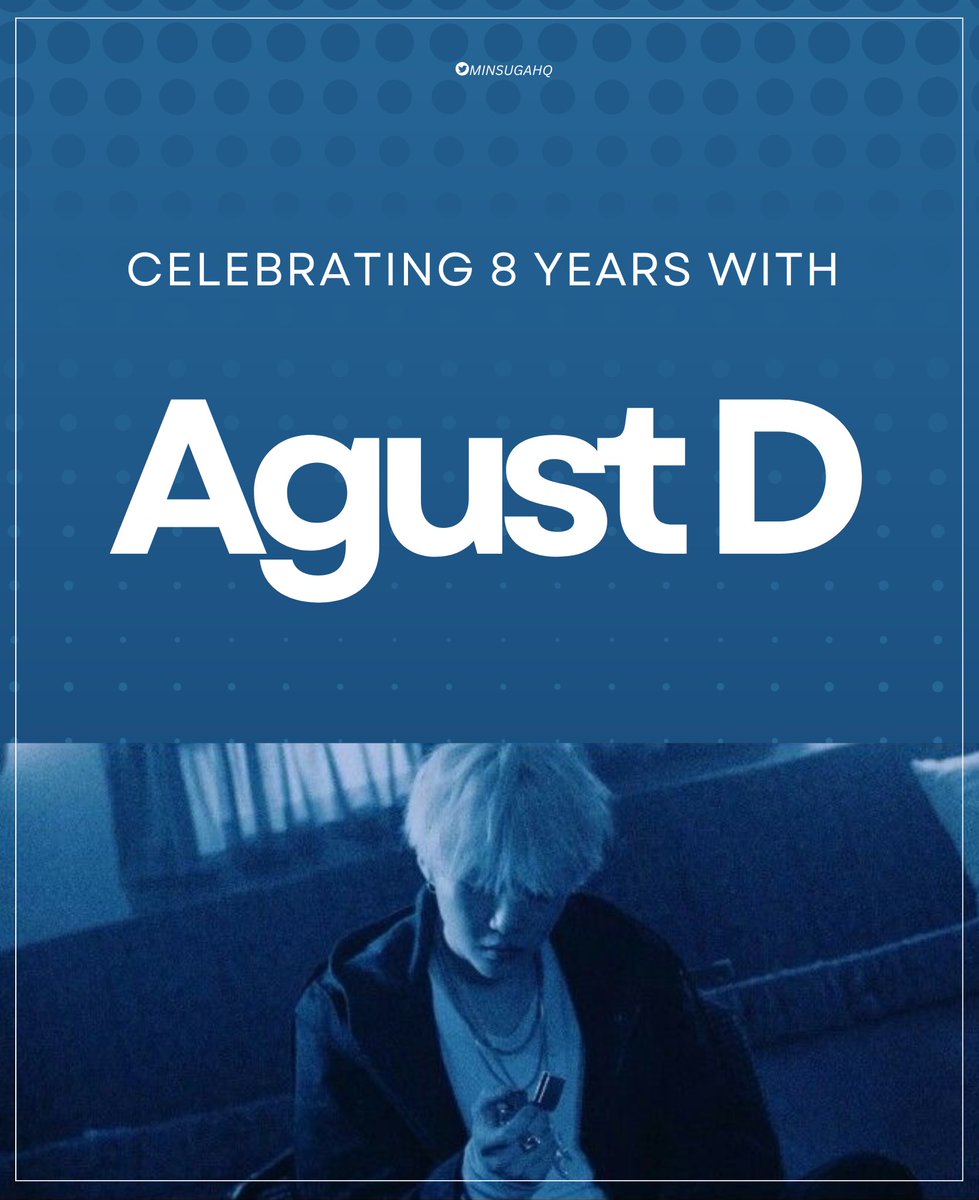 Today we're celebrating 8 years since the release of Agust D's first Mixtape “Agust D”. Happy anniversary to this absolute masterpiece 🙌 

#8YearsWithAGUSTD
LONG LIVE AGUST D