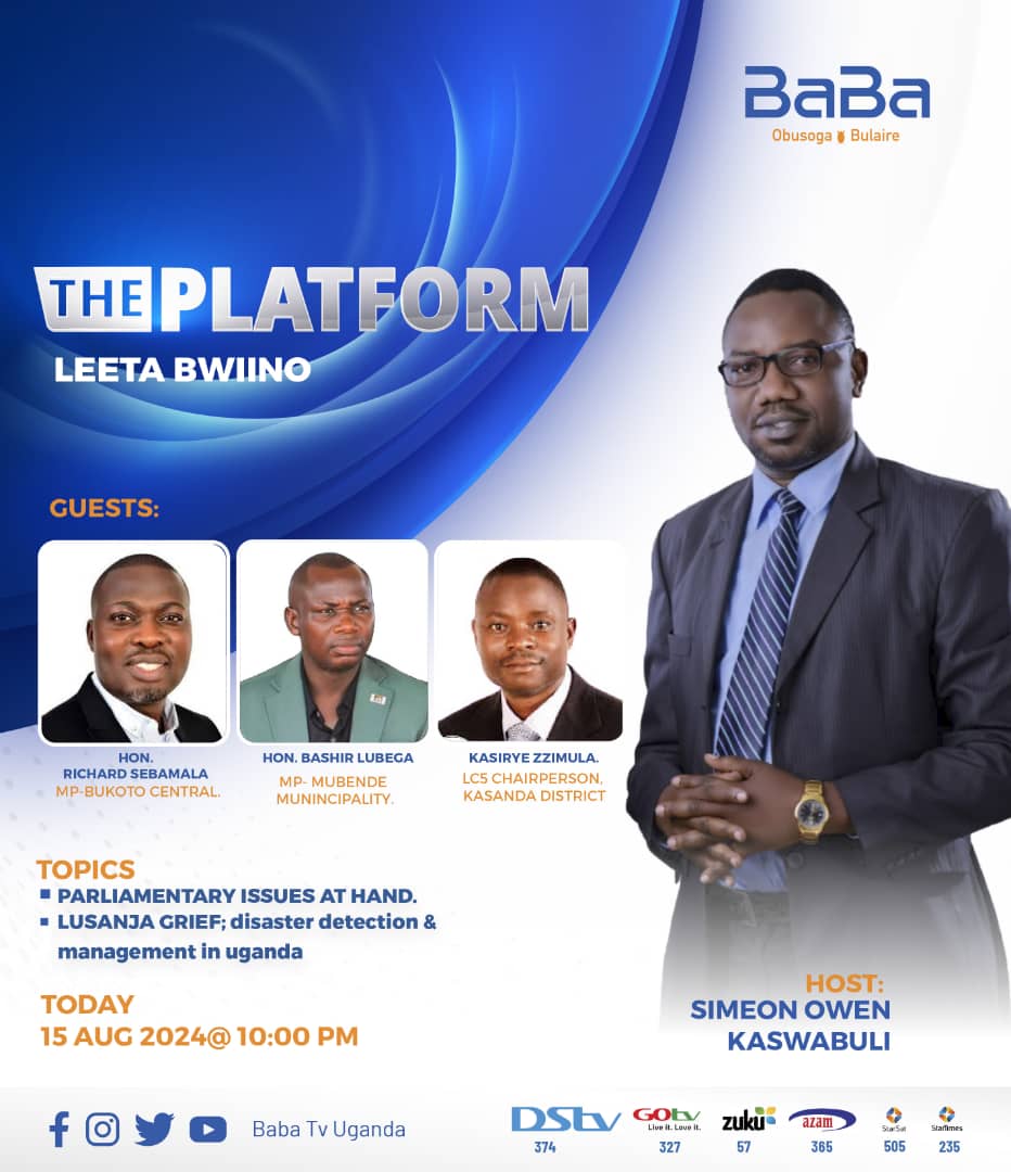 Simeon Owen (@owenkaswabulis) on Twitter photo On <a href="/babatvuganda/">Baba TV Uganda</a> tonight at 10pm. I will be joined by <a href="/RichardSebamala/">Hon. Sebamala Richard.</a> ,Hon Lubega Bashir & Mr. Kasirye Zimula.
What next to the censorship of commissioners and the Kitezi grief?
<a href="/GovUganda/">Government of Uganda</a>
<a href="/Parliament_Ug/">Parliament of Uganda</a>
<a href="/KCCAUG/">Kampala Capital City Authority (KCCA)</a>
<a href="/BalyekuMosesG/">Balyeku Moses Grace</a> On <a href="/babatvuganda/">Baba TV Uganda</a> tonight at 10pm. I will be joined by <a href="/RichardSebamala/">Hon. Sebamala Richard.</a> ,Hon Lubega Bashir & Mr. Kasirye Zimula.
What next to the censorship of commissioners and the Kitezi grief?
<a href="/GovUganda/">Government of Uganda</a>
<a href="/Parliament_Ug/">Parliament of Uganda</a>
<a href="/KCCAUG/">Kampala Capital City Authority (KCCA)</a>
<a href="/BalyekuMosesG/">Balyeku Moses Grace</a>