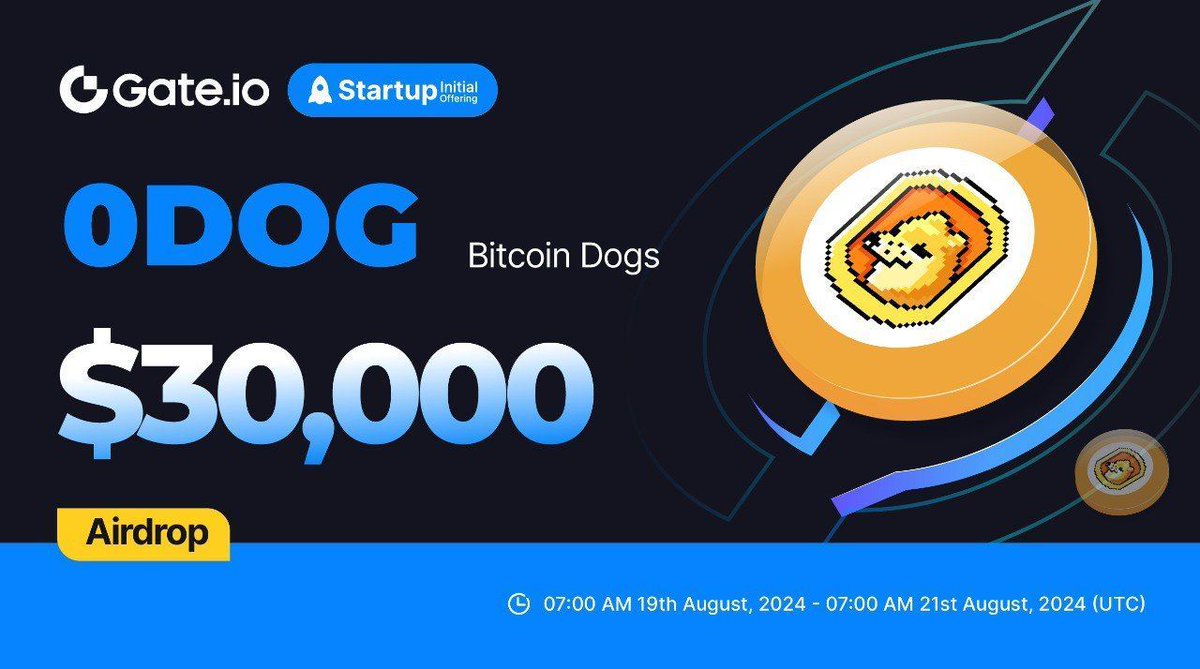 Gate_Launch's tweet photo. https://t.co/a1d9vDdxRr #Startup Initial Free Offering: $0DOG @BitcoinDogsClub 

🗓️Subscription: 7:00am, Aug 19-Aug 21 (UTC)
⏰Trading Starts: 11:00am, Aug 21 (UTC) 

Claim NOW: https://t.co/vvDa4zGx3M
Details: https://t.co/t7vyShLnzz

#GateioStartup #Gateio #Airdrop #launchpad https://t.co/NaQbUTzPaE