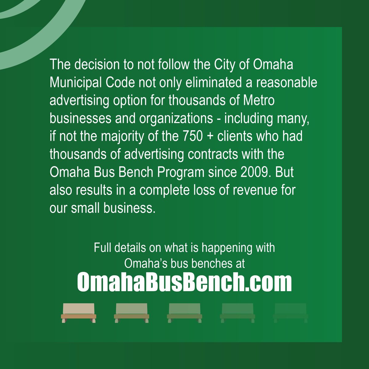 BestBuySignsOma's tweet photo. [3 of 3] By delaying the proposal process 16+ and choosing the rules to follow, Omaha Parks hand-picked an out-of-state and out-of-country company to take over Omaha's bus bench advertising. 🚏🚌https://t.co/reci6m6iR2 #OmahaBusBench #OOH #LocalBenchesFirst https://t.co/VGRElzFWaO