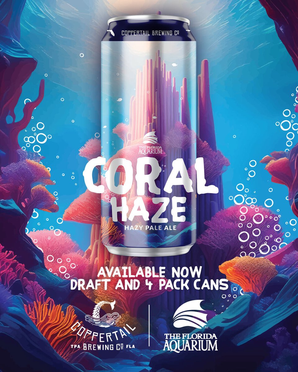 Coral Haze is back and available on draft and in 4 pack cans. $1 from every pint sold ($4 for every 4 pack) goes towards The Florida Aquarium's coral conservation efforts. DRINK BEER! SAVE CORAL! <a href="/floridaaquarium/">The Florida Aquarium</a>