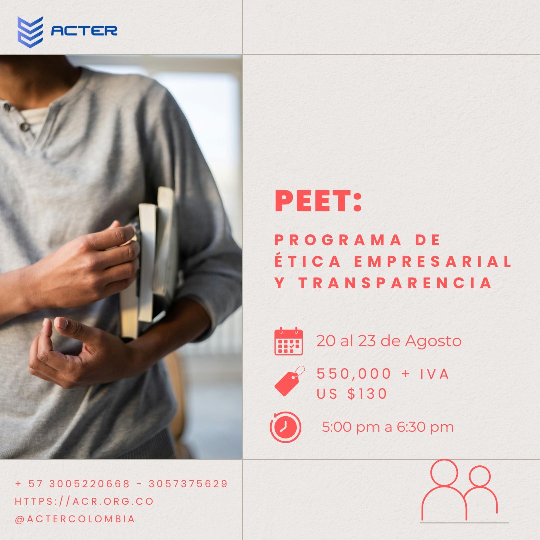 ¡Capacítate en Ética Empresarial y Transparencia con el Curso PEET! 🌟
El Programa de Ética Empresarial y Transparencia está diseñado para ayudarte a implementar políticas efectivas que combatan la corrupción y el soborno en el sector asegurador. 🛡️
#SoyReaseguros #cursoonline