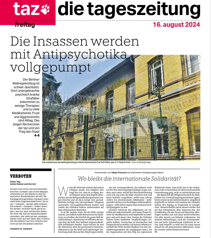 johanna_rt's tweet photo. Der Berliner Maßregelvollzug ist schwer überlastet. Dort untergebrachte psychisch kranke Straftäter bekommen zu wenige Therapien und zu viele Medikamente. Frust und Aggressionen sind Alltag. @_S_Winter  @fragdenstaat und ich haben zusammen recherchiert. Morgen @tazgezwitscher https://t.co/17aPkClrxV