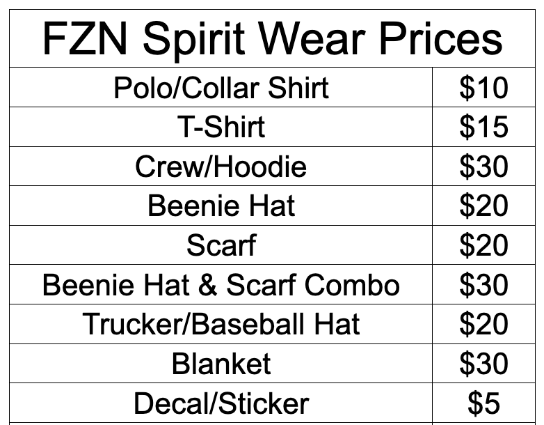 Here are the Spirit Wear prices for 9th Grade Orientation tomorrow. :) All freshmen get a free t-shirt tomorrow from the school. This would be in addition to that if you allow them to buy more spirit wear. We take cash and electronic payments.