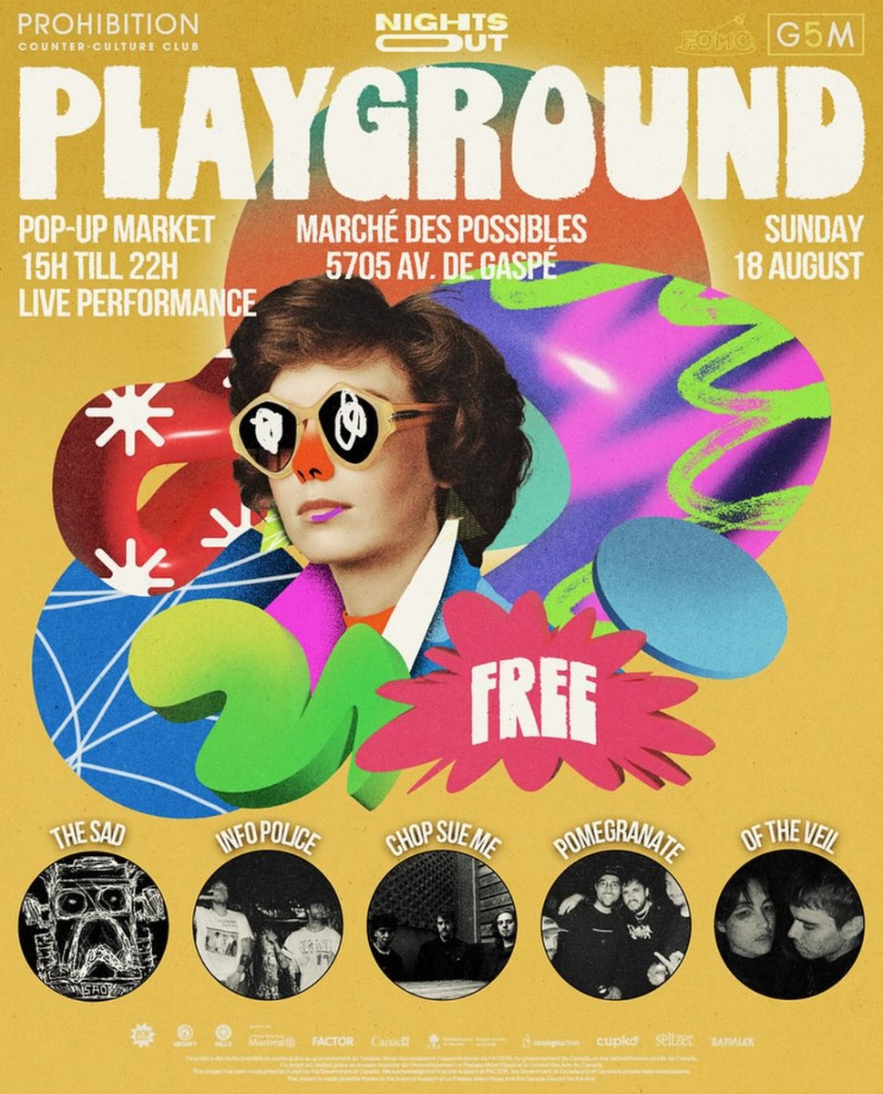 Samedi + Dimanche, NighsOut PLAYGROUND 2k24 
💰 GRATUIT / FREE
⏰ 17-18 Aout 2024 (15H – 22H)
📍Marché des Possibles (5705 av. de Gaspé)