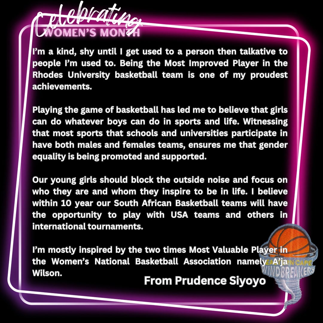 ec_windbreakers's tweet photo. Day 14 of 31: As we celebrate 💐 #WomansMonth with @pruddy22 a she says “shutout the outside noise, focus on you and be the best you can be” #ecwindbreakers🌪️ #basketball   #womeninsport #ballislife 💯♥️ https://t.co/1JqkIWuuFL