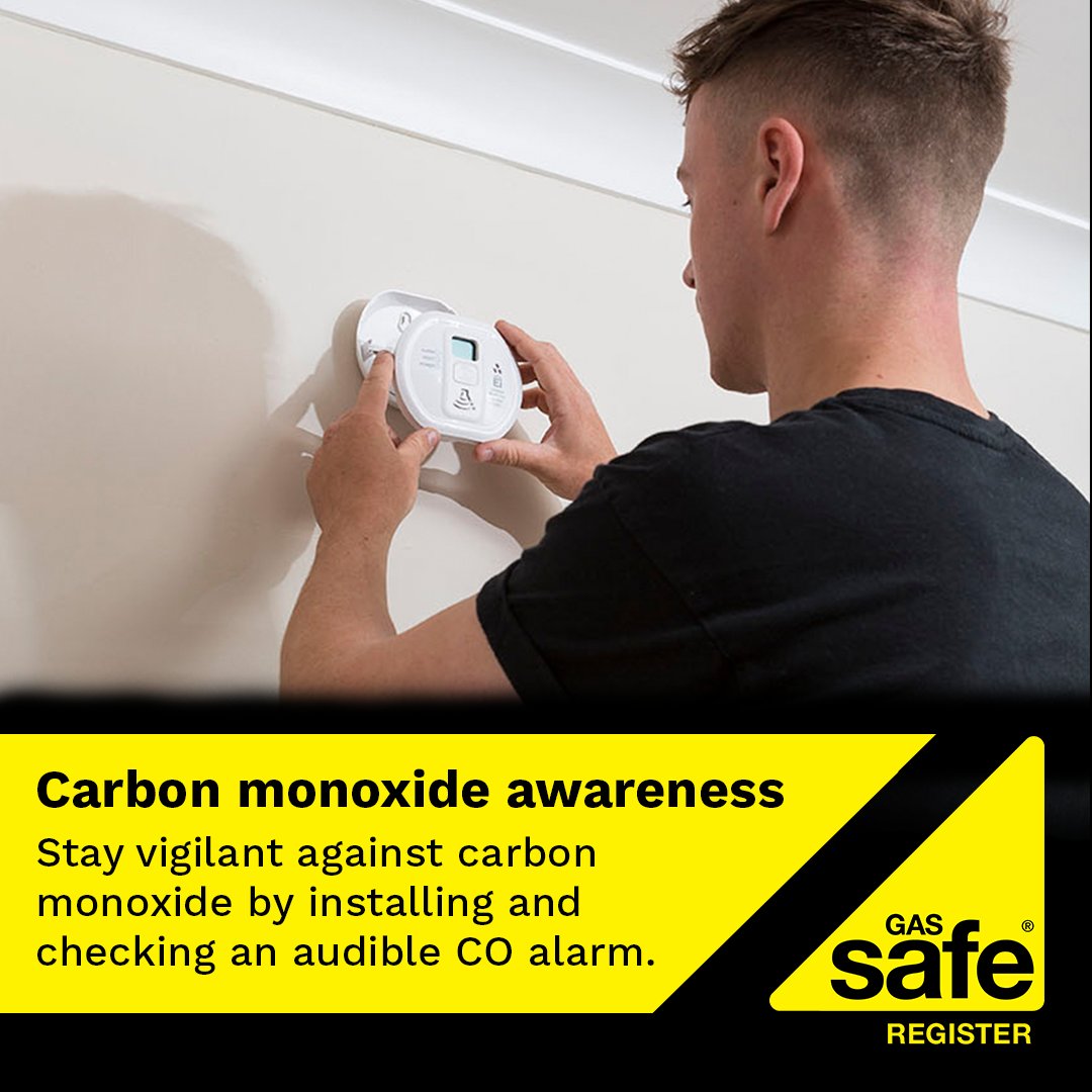 #CarbonMonoxide (CO) is deadly &amp; dangerous as you cannot see, smell or taste it. Install an audible CO alarm, get your gas appliances serviced and ensure your home is properly ventilated. For more safety tips and signs of CO poisoning, go to: bit.ly/COSafetyGSR. #GasSafe