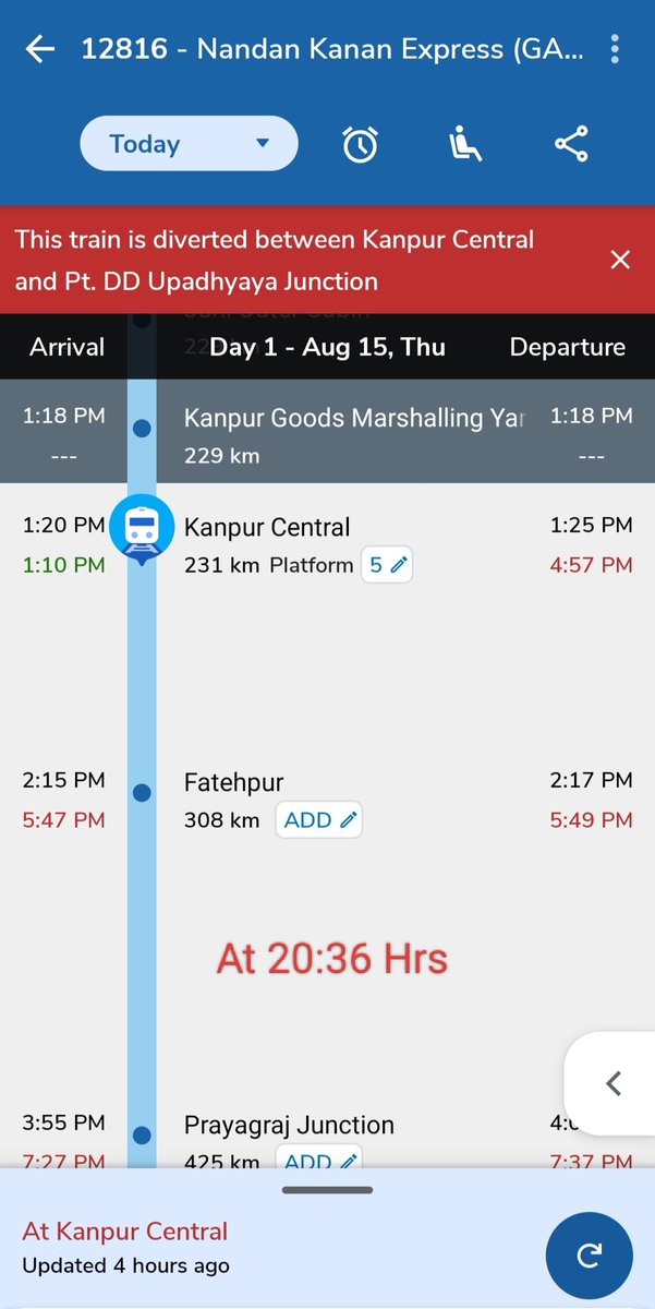 amitkumaridbi's tweet photo. @RailwaySeva There is no proper update regarding the running status of train number 12816. 139 helpline number says it's on time at Gaya Junction but it's nowhere near. Please update. https://t.co/bPKm9u826V
