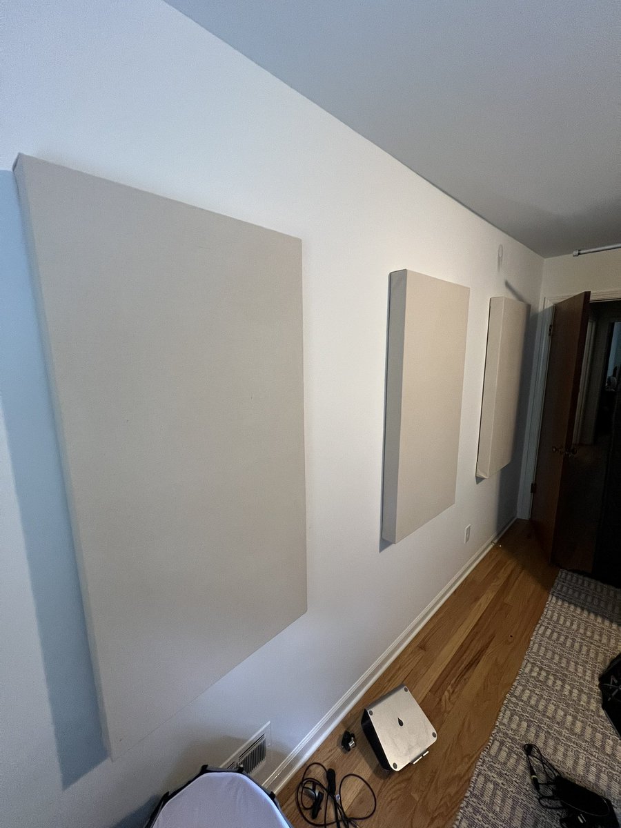 I finished a DIY project for some sound panels in my recording room. I’m happy with how they turned out, and it’s crazy how much they help with reverb.

Would I do it again? Probably not. But I did save a couple hundred bucks. 🙃