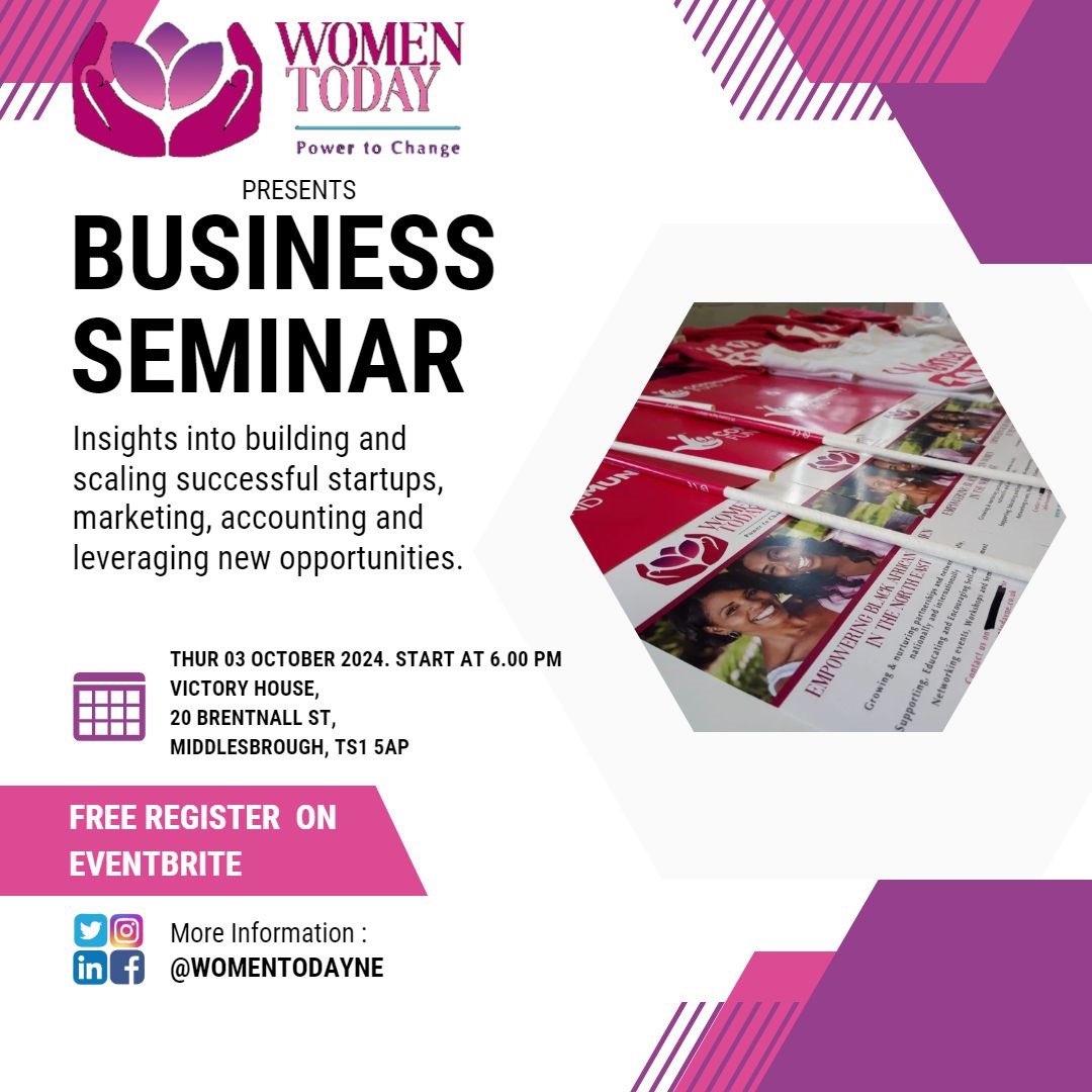 WomenTodayNE's tweet photo. Hello everyone we have exciting news! Our very first business seminar, where top entrepreneurs &amp; industry experts will delve into launching startups, marketing accounting &amp; more. Secure your spot now by registering through the Eventbrite https://t.co/caFBNnB9gu https://t.co/OPAeP4AC8Y