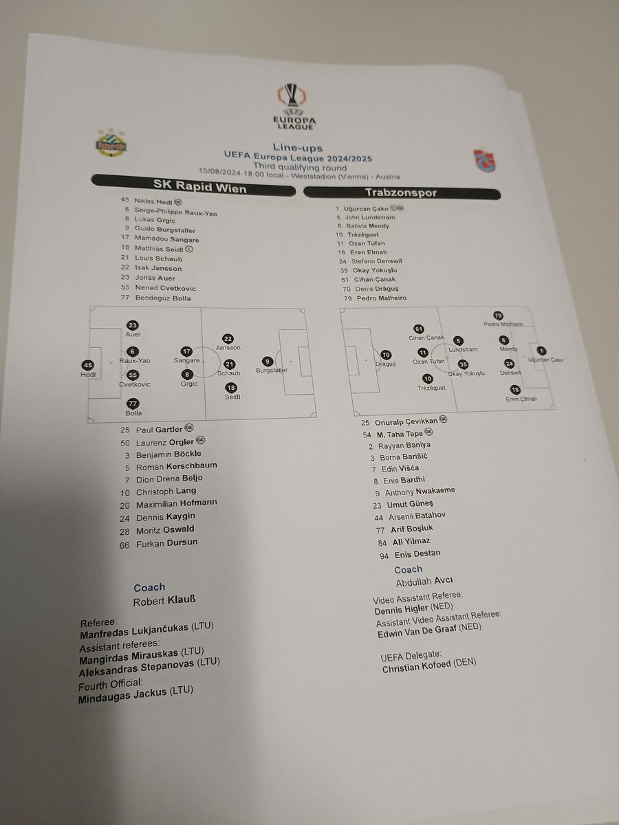 sportreport_biz's tweet photo. LIVE-Fußball:
Das Lineup zum Spiel @skrapid vs. @Trabzonspor #scrtra #scr2024 https://t.co/IX9uBF7RU4