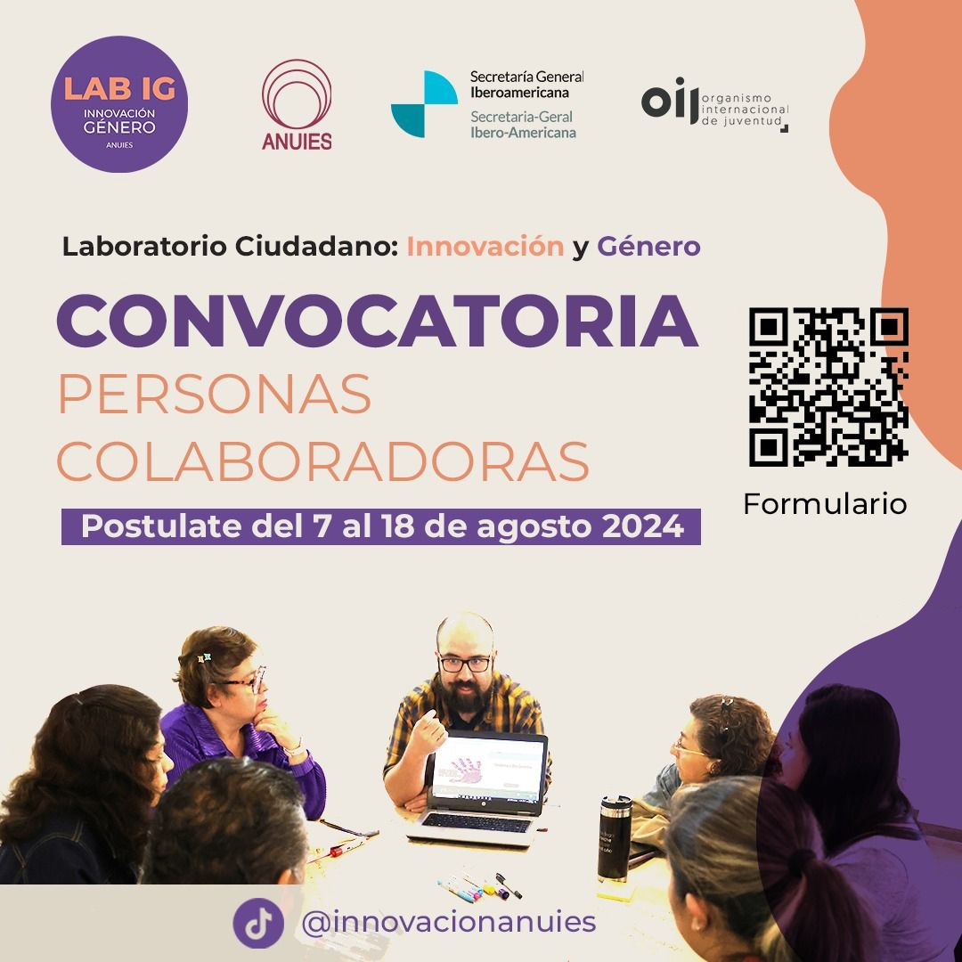 #Convocatoria Laboratorio Ciudadano: Innovación y Género para personas colaboradoras 🧑‍🤝‍🧑

¡Postúlate aquí! docs.google.com/forms/d/e/1FAI…