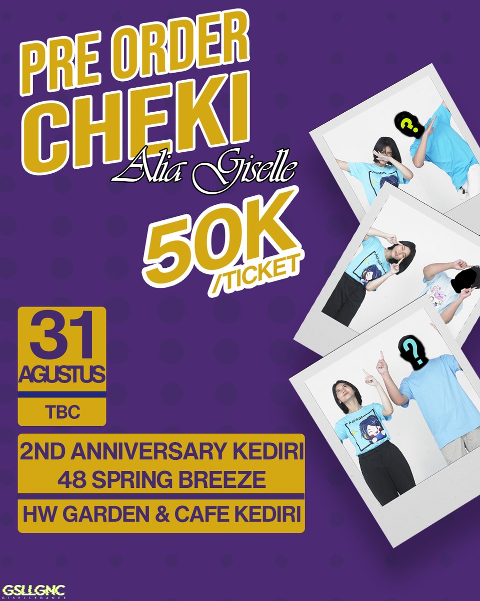 GiselleganceID's tweet photo. Halo kediri👋
@celleicelz bakal hadir di 2nd Anniversary Kediri 48 Spring Breeze tanggal 31 Agustus nanti looh!

Kami juga menyediakan PO Cheki bareng Giselle yang bisa kalian order melalui:
https://t.co/nAQk7rFu6H

Sampai ketemu kedirii https://t.co/MMC7VqgMcc