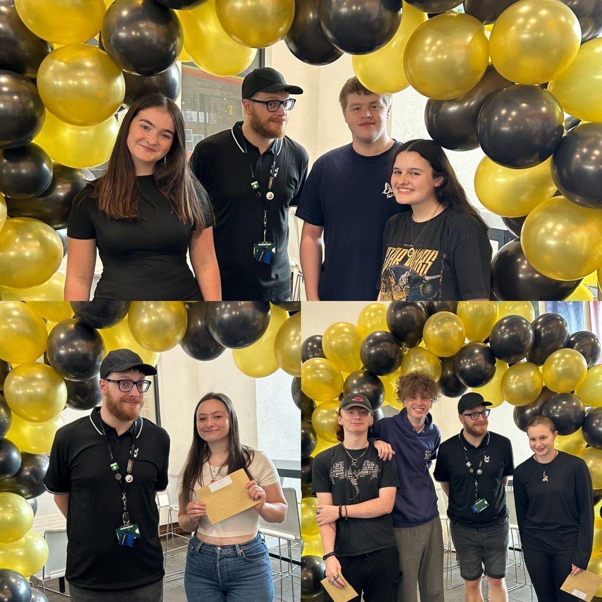 Mr Hastie congratulating students today on their successes. 
We will do it all again next week for GCSE results day too.