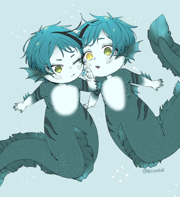 年齢操作稚魚くんと稚魚くん。#twstファンアート #ツイステファンアート 