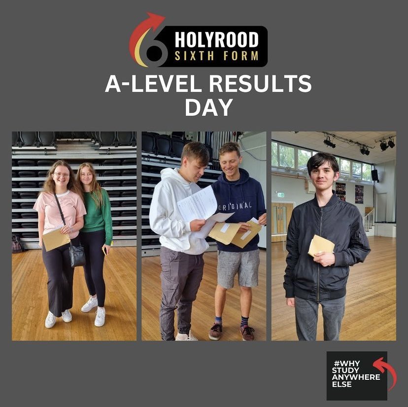 HolyroodAcademy's tweet photo. Level 3 results day was full of smiles from our Year 13 students receiving their A-Level and Level 3 BTEC results. They achieved amazing results and go on to study at great universities and on fantastic apprenticeships! 100% pass rate too… #proud #workedhard #werekind #joinedin https://t.co/Ov1j6xLjo3