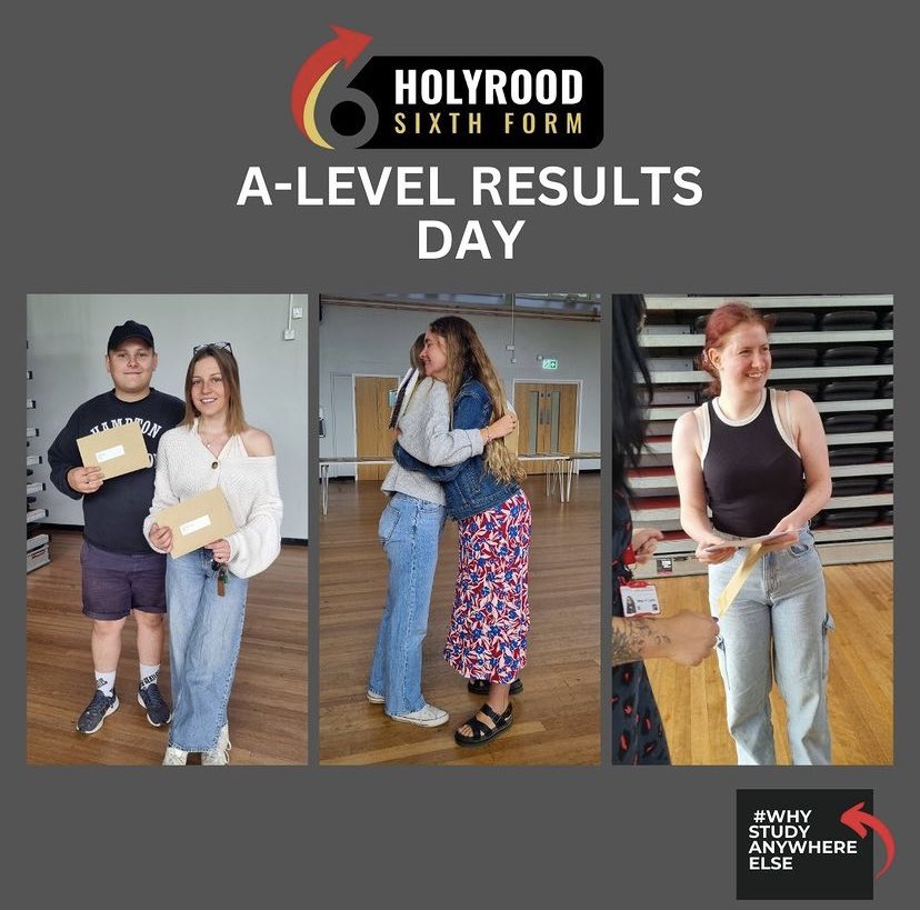 HolyroodAcademy's tweet photo. Level 3 results day was full of smiles from our Year 13 students receiving their A-Level and Level 3 BTEC results. They achieved amazing results and go on to study at great universities and on fantastic apprenticeships! 100% pass rate too… #proud #workedhard #werekind #joinedin https://t.co/Ov1j6xLjo3