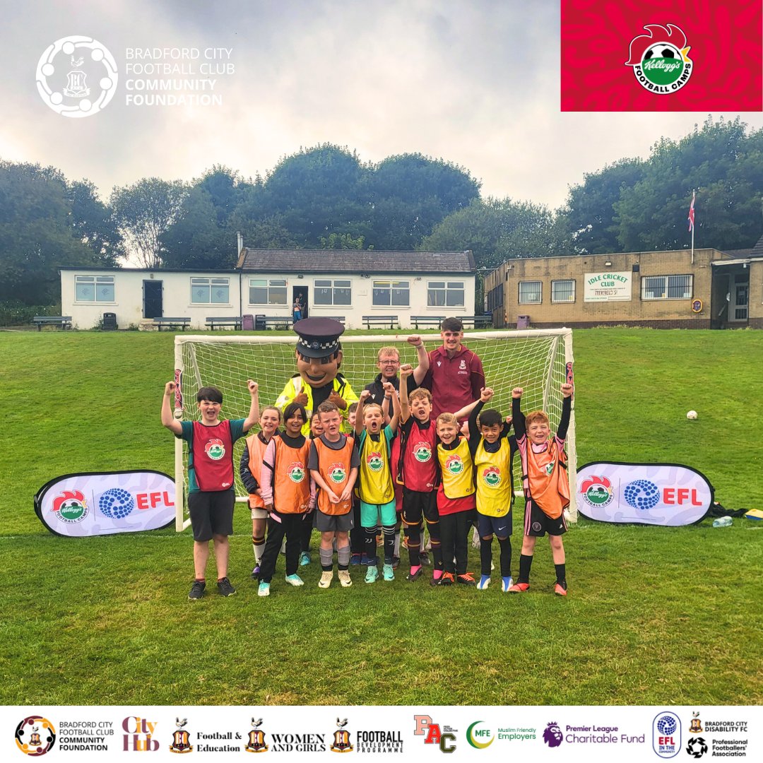 bcafc_cf's tweet photo. ⚽️ | #KelloggsFootballCamp

Fantastic day at our @KelloggsUKI #footballcamp at Idle 🐔

We had interactive workshops from @WYP_BDEAT and @WYP_CYBERADVICE, and @officialbantams’ Zac Hadi joined us for a Q&amp;A and a kickabout 👋 👇

#BCAFC | #CommunityFoundation | @EFL_Community https://t.co/QQqunVxvrI