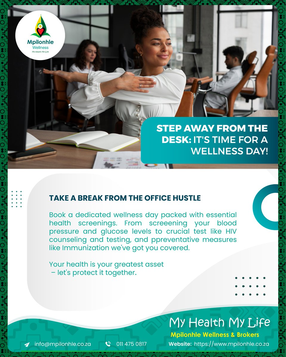 wellnessltd's tweet photo. Don’t miss this opportunity to take control of your health. Book a wellness day today! 

#MyHealthMyLife #coporatewellness #nursingagency #improvinglivestogether #primaryhealthcare https://t.co/gCQbZyYl9X