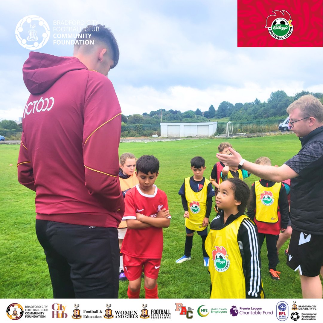 bcafc_cf's tweet photo. ⚽️ | #KelloggsFootballCamp

Fantastic day at our @KelloggsUKI #footballcamp at Idle 🐔

We had interactive workshops from @WYP_BDEAT and @WYP_CYBERADVICE, and @officialbantams’ Zac Hadi joined us for a Q&amp;A and a kickabout 👋 👇

#BCAFC | #CommunityFoundation | @EFL_Community https://t.co/QQqunVxvrI