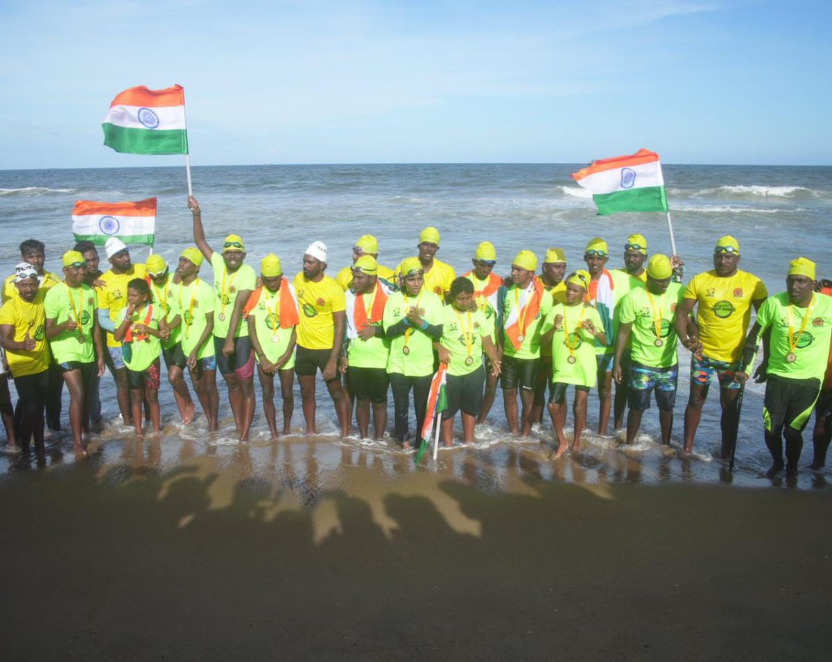 annamalai_k's tweet photo. Extending my heartfelt appreciation to the 15 children with Special Needs who have achieved a truly unique feat-completing the longest sea swimming expedition, covering 604 km from Rameswaram to Chennai in just 11 days. Their accomplishment is now certified by the World Record Union, a testament to their extraordinary determination and spirit. They have shown that no limitation is impossible with the right will and guidance. 

Kudos to the coaches who have shown unwavering dedication in training these young swimmers, helping them build endurance and resilience. And to the parents for their unwavering encouragement and support, the backbone of this journey.