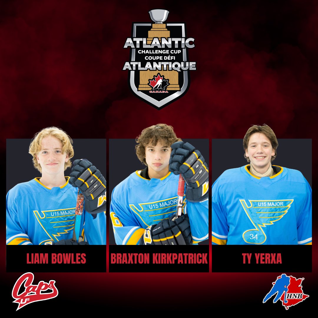 Congratulations to the players selected to represent NB at the Atlantic Challenge Cup. Good luck to Liam Bowles, Braxton Kirkpatrick, and Ty Yerxa!