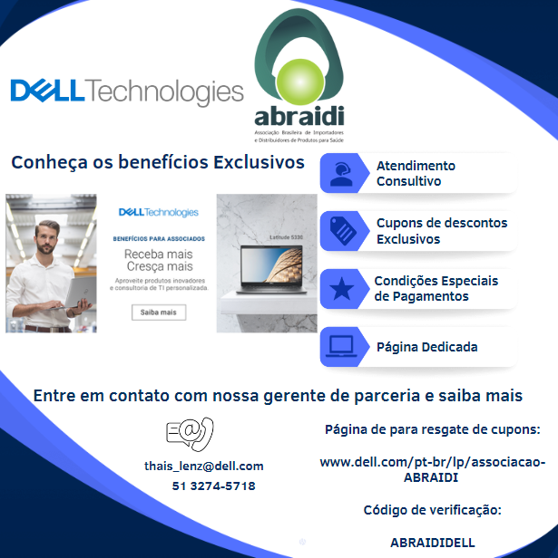 ABRAIDI_'s tweet photo. Parceria #ABRAIDI e #Dell
Acesse a página de benefícios https://t.co/iUG23XgDna, aplique o código de verificação ABRAIDIDELL e receba por e-mail seus cupons. (exclusivo para associadas ABRAIDI)
Ou contate a gerente de parceria thais.lenz@dell.com e conheça todos seus benefícios. https://t.co/yiCMXNadnd