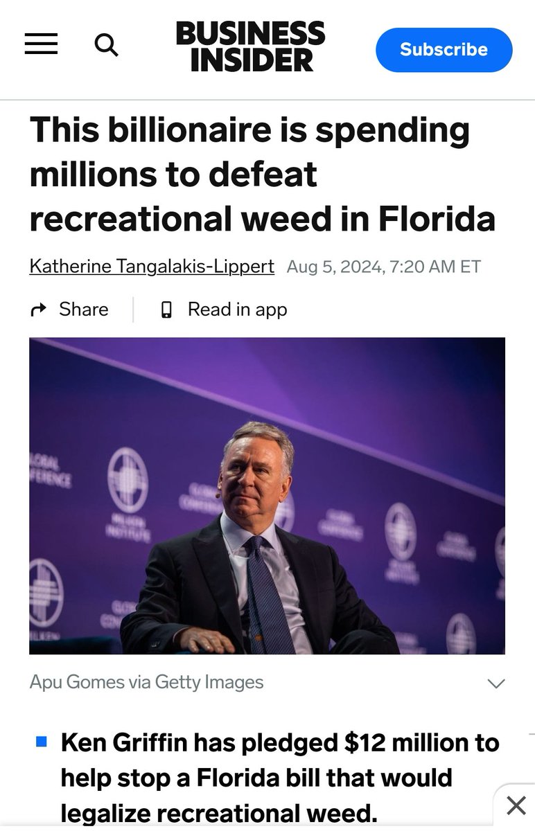 hippie_funny's tweet photo. Getting ready to Drop my new song about ~
Citadel Securities CEO Ken Griffin donating $20 million to the "Keep Florida Clean" initiative 
20 million to defeat Amendment 3 Recreational Marijuana in FL 🖕
#AMC #HYMC #GME #ApesWin https://t.co/0bf6Pinihu