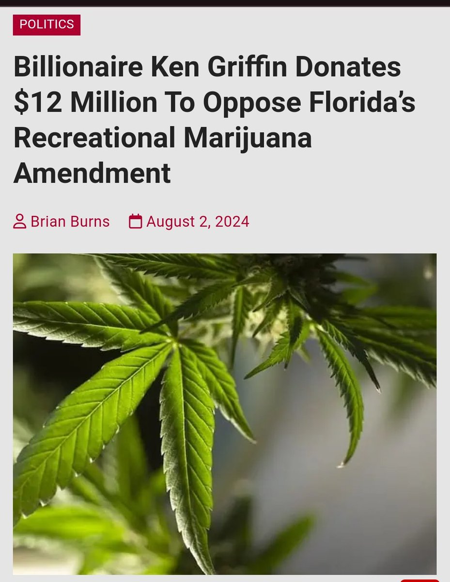 hippie_funny's tweet photo. Getting ready to Drop my new song about ~
Citadel Securities CEO Ken Griffin donating $20 million to the "Keep Florida Clean" initiative 
20 million to defeat Amendment 3 Recreational Marijuana in FL 🖕
#AMC #HYMC #GME #ApesWin https://t.co/0bf6Pinihu