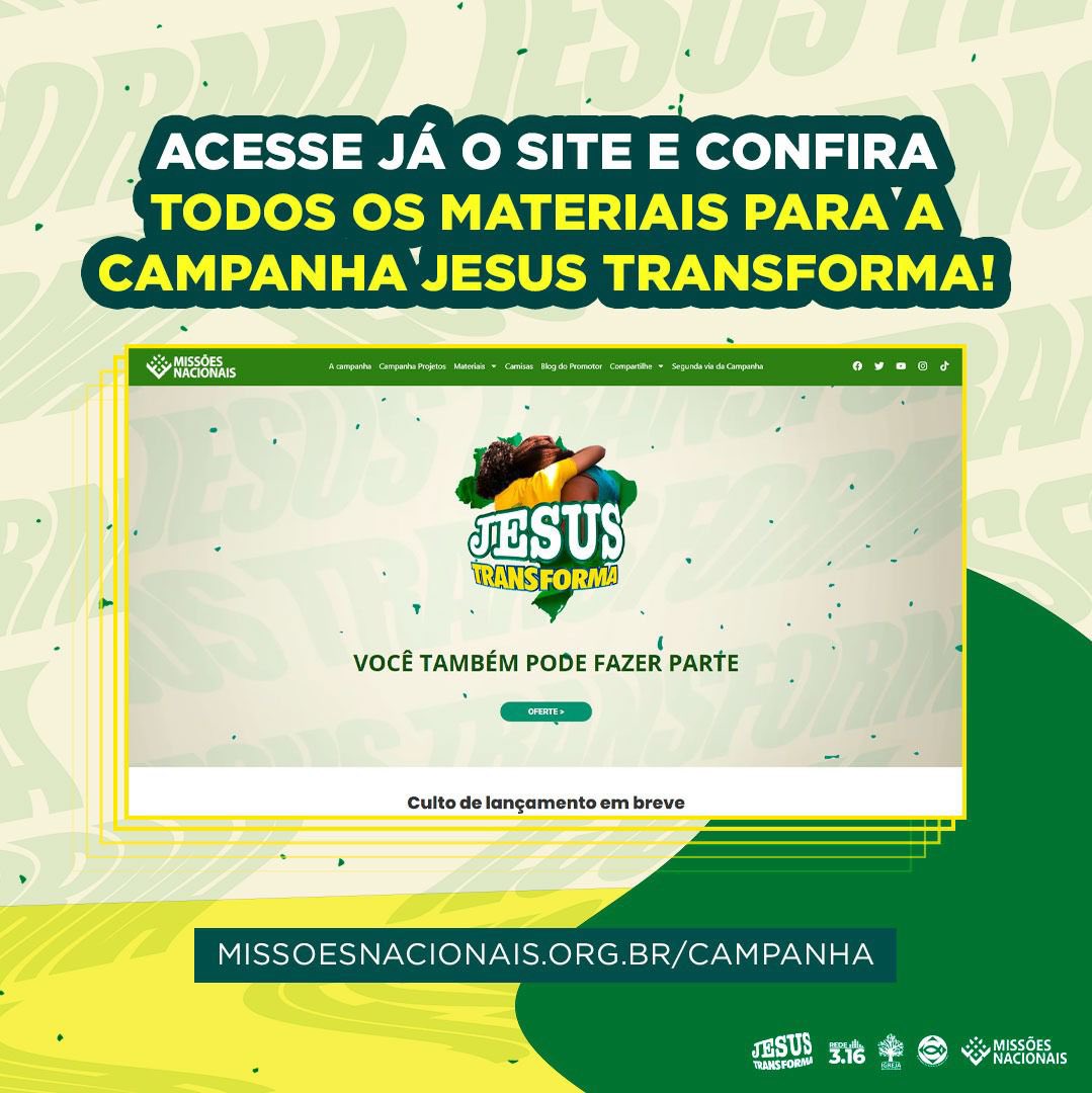 Você já conhece o material da Campanha 2024? Em nosso site, temos disponível diversos conteúdos como artigos, cartazes, revistas, músicas e muito mais. Acesse: missoesnacionais.org.br/campanha e confira!