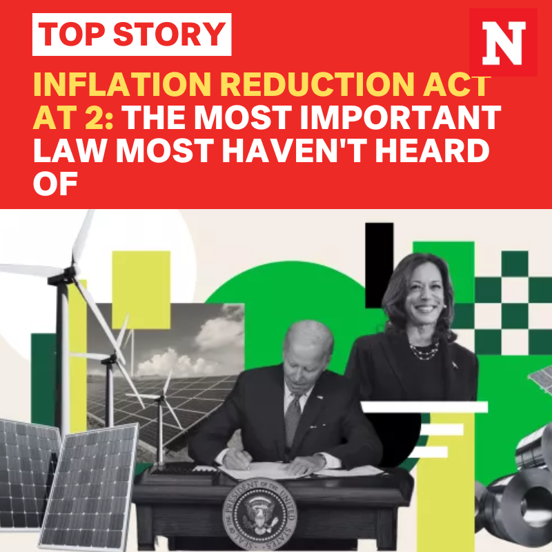 Newsweek's tweet photo. Two years after its passage, the Inflation Reduction Act has triggered massive investment in clean energy, creating jobs and boosting U.S. manufacturing. But in surveys, few voters say they have heard much about the landmark law. https://t.co/h26yCfJqL2 https://t.co/9I7wJRr75o