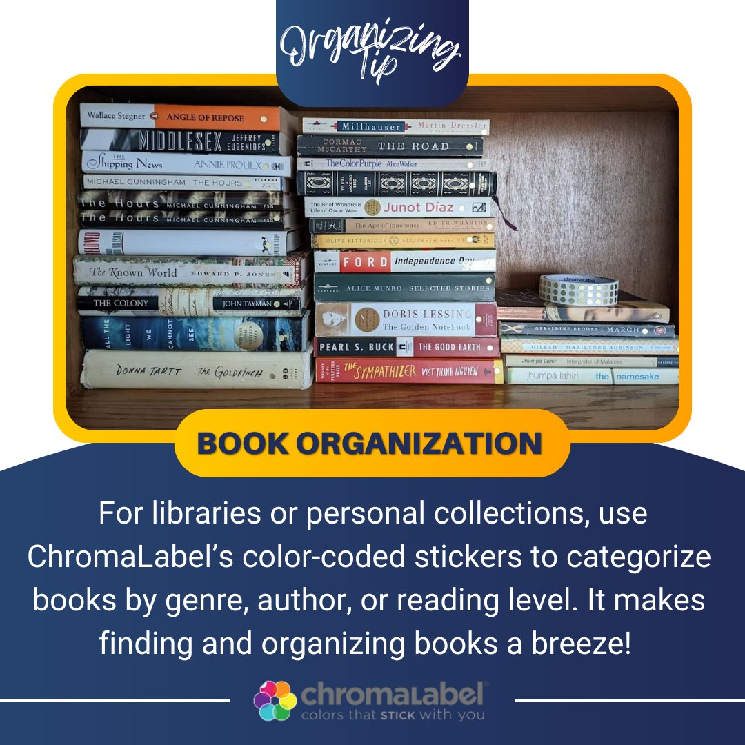 ChromaLabel's tweet photo. Make your library a breeze to manage with ChromaLabel sticker dots! 📚✨#ThursdayTips #LibraryOrganization #ChromaLabel https://t.co/YxCpwo8cGh