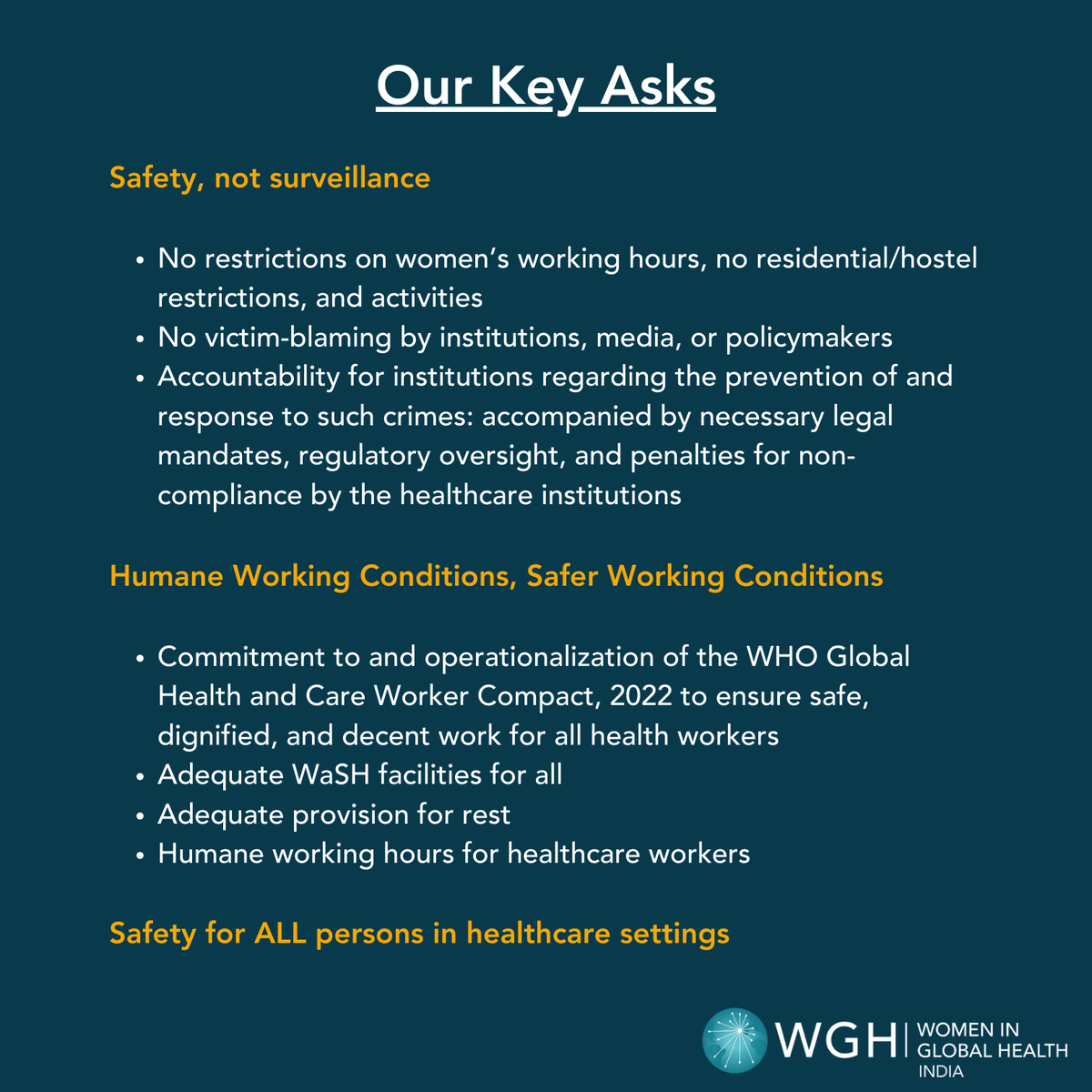 We stand with all the healthcare providers &amp; patients who have faced violence within hospitals. We demand immediate action &amp; accountability to protect the dignity &amp; safety of ALL persons in healthcare institutions.

Our key asks (TW: sexual violence): bit.ly/3X4t39h