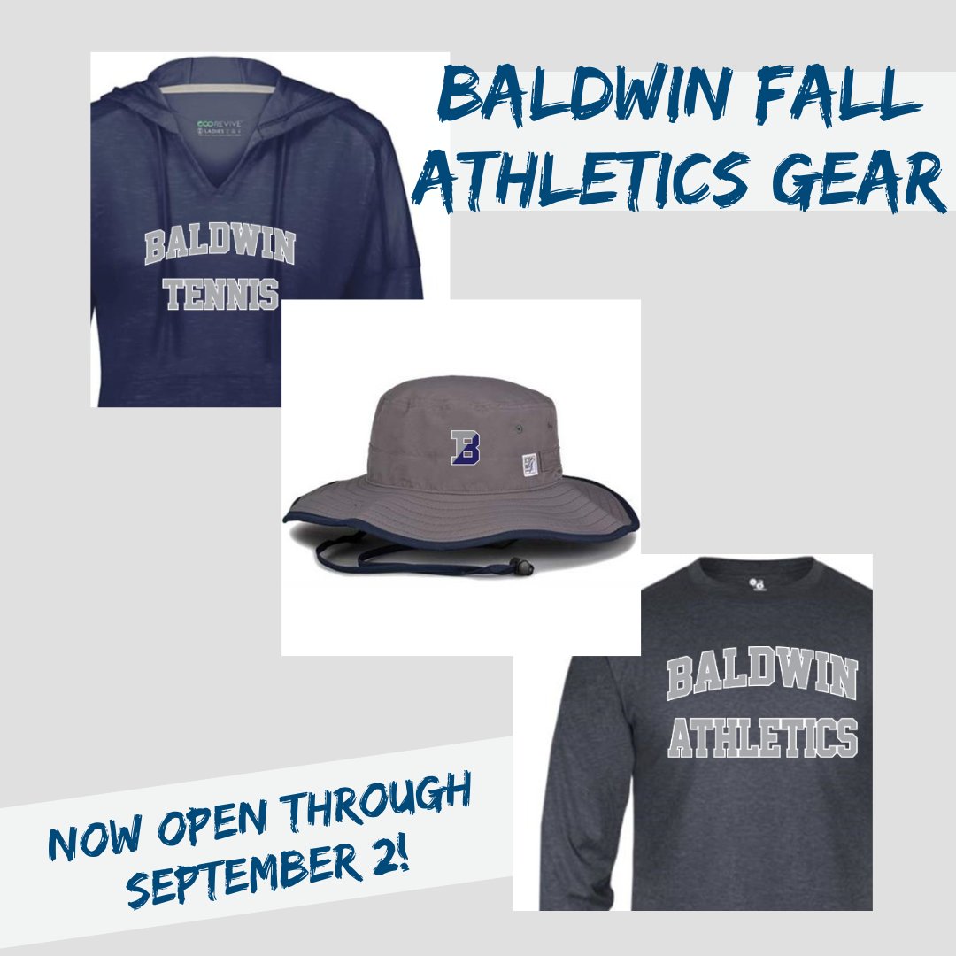 The fall sports online stores for practice and spirit gear is now open until Monday, September 2. Show your Polar Bear pride and place your order today - loom.ly/dgJSmz8 #baldwinpride #gobears #baldwinathletics #schoolspirit #clawsup