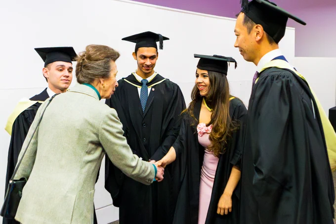 Her Royal Highness The Princess Royal meets a selection of students
